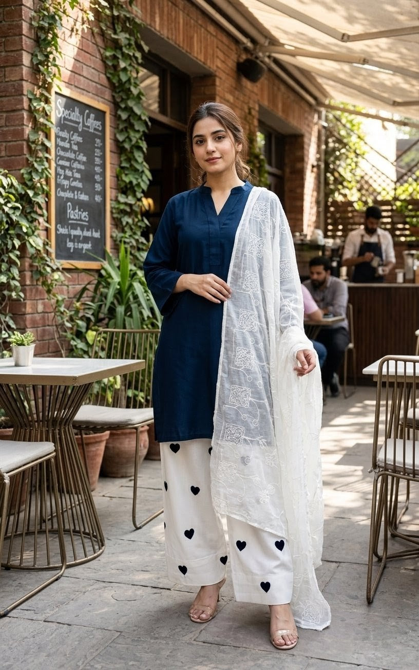 BLUE HEARTS FARSHI 3-PIECE SUIT SET