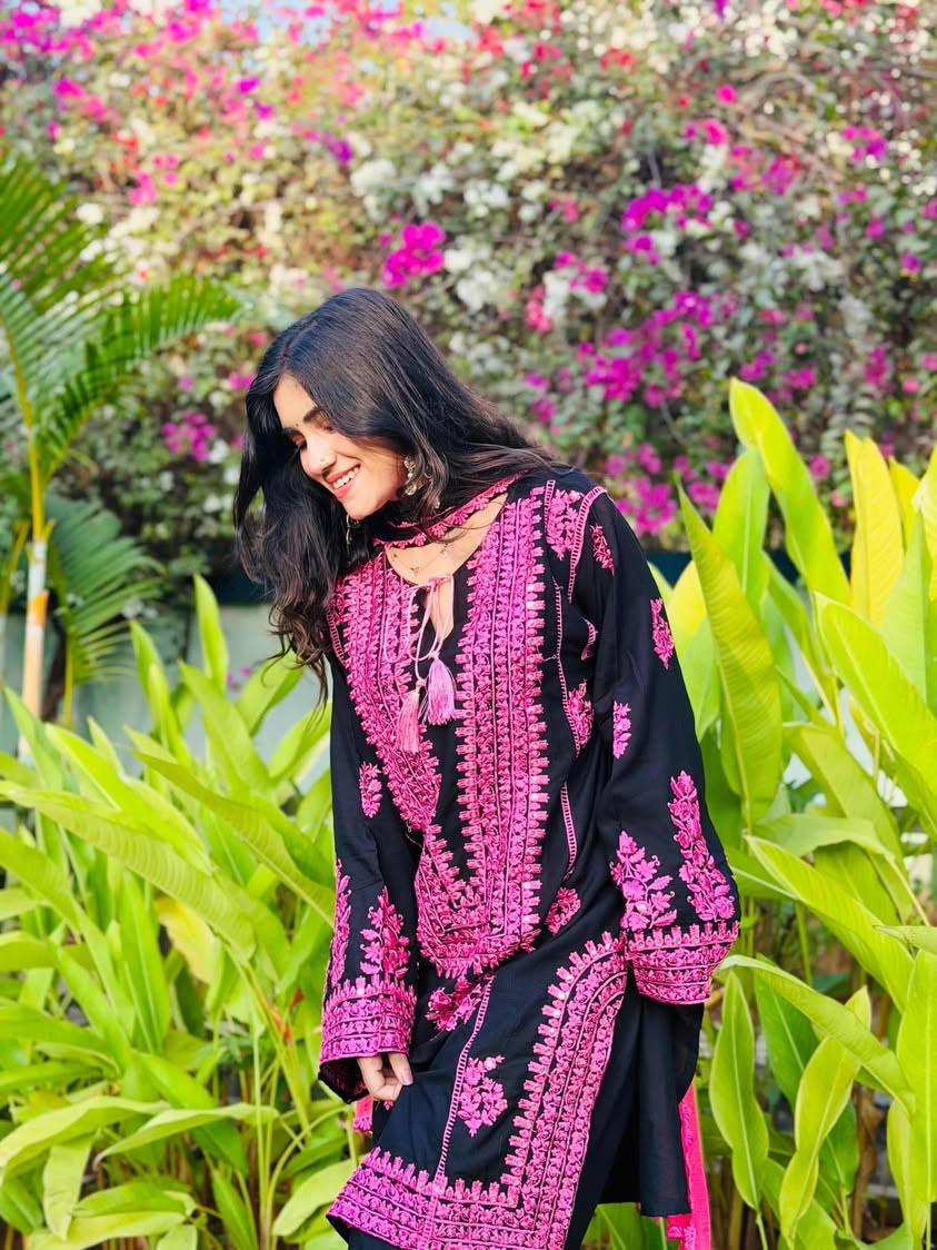 BLACK NOOR-E-GUL 3-PIECE SUIT SET