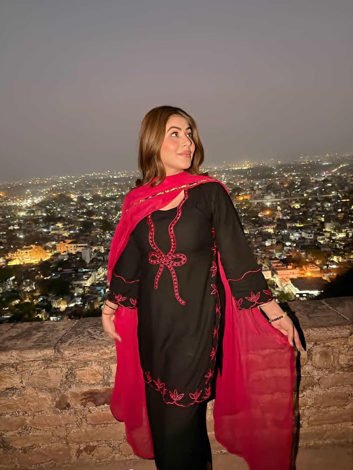 BLACK NOOR BOW 3-PIECE SUIT SET